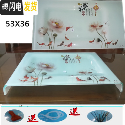 三维工匠2020家用玻璃茶盘长方形钢化玻璃茶盘套装茶台茶海盘陶瓷琉璃 藏青色精品家和53茶具