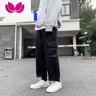 七斓ins港风工装裤男夏季新款国潮机能风宽松潮流痞帅坠感阔腿休闲裤