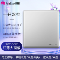 飞雕(FEIDIAO)开关插座86型家用商用 超大面板钢支架格韵系列电源墙壁开关面板 格韵月光银一位双控开关