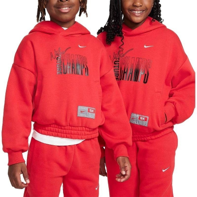 NIKE耐克连帽卫衣运动休闲加绒保暖针织大童套头衫FN8355-657 D