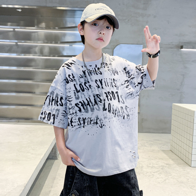 男童夏装短袖T恤2025新款儿童夏季半袖中大童夏款体恤痞帅风上衣t