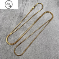 JiMi超长款方蛇链钛钢项链个性潮流女时尚嘻哈配链金色钢色加长款