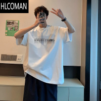 HLCOMANt恤男款2025新款字母宽松夏季潮牌短袖oversize美式