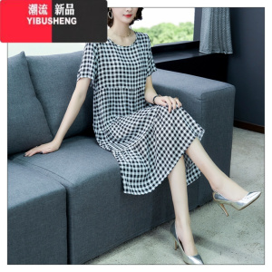 YIBUSHENG棉绸连衣裙中长款时尚外穿波西米亚绵绸大码民族风宽松显瘦大摆