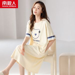 睡裙女士夏季短袖长款连衣裙2023新款卡通夏天睡衣薄款