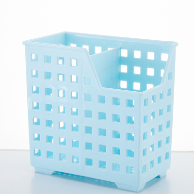 创意家用厨房筷笼子筷子盒多功能塑料笼沥水架收纳筒大筷筒桶 敬平 2格蓝色