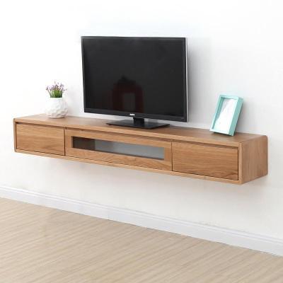森美人实木电视柜吊柜墙壁柜简约白橡木机顶盒置物架卧室挂墙式悬挂胡桃