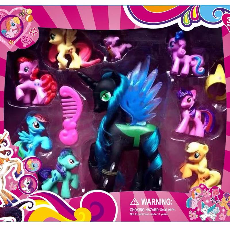 小马宝莉彩盒套装塑料玩具马摆件紫悦宇宙音韵公主儿童公仔 虫茧女王