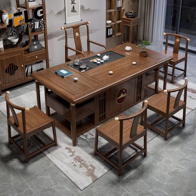 苏宁 金菲罗格 新中式实木茶桌椅组合