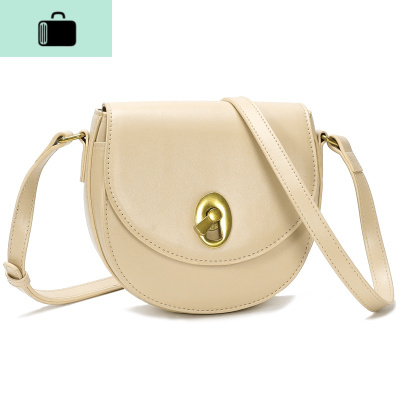 包包女2020新款韩版流行时尚百搭单肩斜挎包ins超火简约马鞍小包NEW LAKE 奶茶杏色女斜挎包