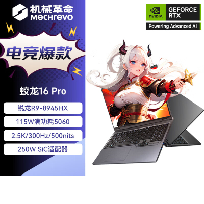 机械革命(MECHREVO)蛟龙16Pro 2025款 16英寸旗舰游戏本 强芯学生设计笔记本电脑 定制 锐龙版R9-8945HX RTX5060 64G 1T 2.5K 灰