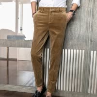 SUNTEK灯芯绒休闲韩版英伦风宽松长裤上班商务修身小脚西裤男潮流西装裤西裤