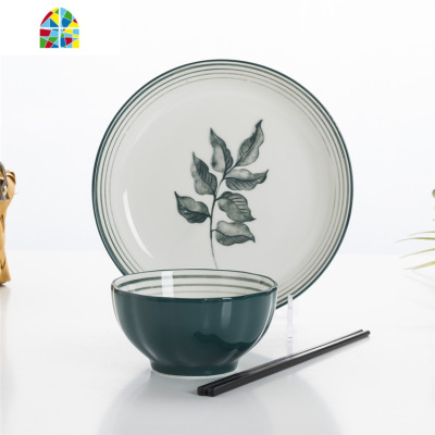 碗碟套装 10人家用简约碗盘4人北欧网红餐具2人日式碗筷盘子组合 FENGHOU 孔雀绿4碗4盘4勺4筷图片色 40件