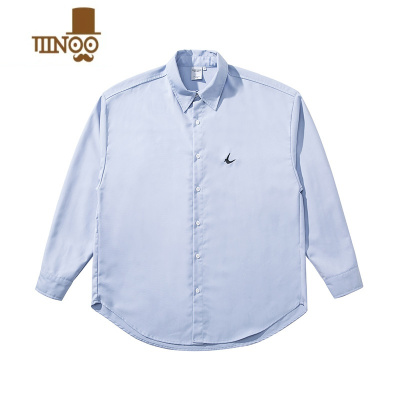 YANXU潮牌纯色皱长袖衬衫宽松休闲衬衣情侣上衣外套男女款