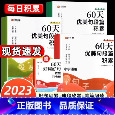 60天优美句段篇积累 小学通用 [正版]2023小学生词语积累大全训练语文字词句式专项训练语句基础练习全6册重叠词量词成