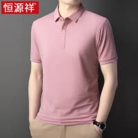 恒源祥桑蚕丝男士短袖t恤夏季装薄款带领冰丝中年体恤保罗polo衫