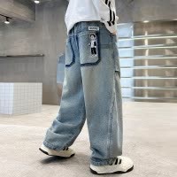 男童裤子春秋牛仔裤夏季款新款男孩中大童直筒儿童休闲裤薄款