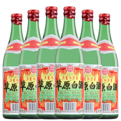 草原一级授权-内蒙古草原白酒太仆寺旗清香型白酒纯粮食酒纯粮酿造白酒整箱装60度494ml*6瓶高度光瓶
