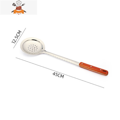 304不锈钢炒勺厨师专用炒菜勺子家用加厚锅铲套装木柄把汤勺锅勺 敬平 实木柄手抓铲(12.5CM)