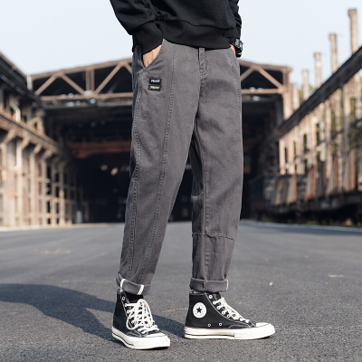 梵克公牛裤子男春四季流休闲裤男士牌工装裤常规长裤深灰色M