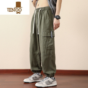 YANXU束脚工装裤男款夏季宽松大码休闲裤男生薄款长裤夏天运动裤子