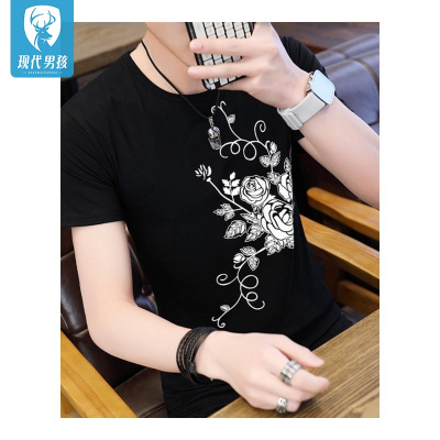 精品特卖-现代男孩夏季男士短袖T恤圆领打底衫韩版体恤上衣服半袖男装潮流（XIANDAINANHAI）