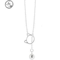 猫咪铃铛项链 女纯银韩版简约个性锁骨链文艺小清新圣诞 JiMi