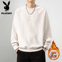 花花公子新款冬季加绒圆领卫衣男长袖T恤加厚打底衫高货