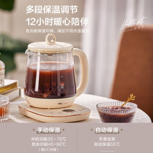 小熊(Bear)养生壶家用多功能玻璃花茶电热水壶办公室煮茶器防烧干断电保护