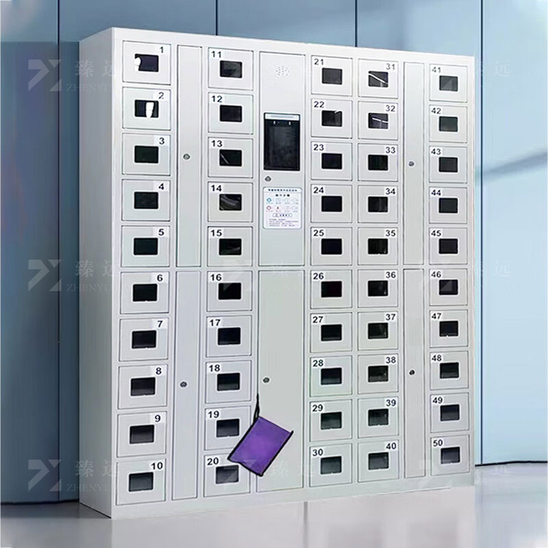 臻远 ZY-X381 50门人脸识别手机管理柜在位监测手机柜智能柜 带定位功能