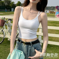 美背吊带背心女内搭2025新款夏季带胸垫白色外穿显瘦辣妹无袖上衣