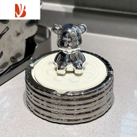 三维工匠客厅茶几厨房收纳抽纸盒家用卧室餐厅桌面创意摆件 银色冰川烟灰缸[小熊款]