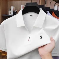 桑蚕丝莫代尔混纺男士polo衫2026夏季新款翻领刺绣透气T恤短袖男