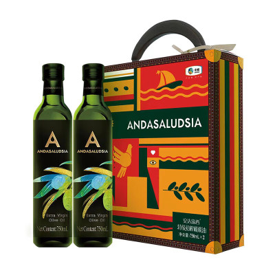 苏宁宜品特级初榨橄榄油500ml*2礼盒装天然健康送礼自用两相宜国产品质保障