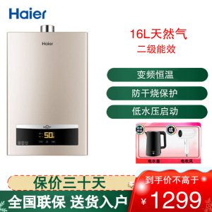 海尔(Haier)燃气热水器16升 安全自检 50℃高温锁变频恒温 低水压启动56重安防JSQ30-16D11(12T)