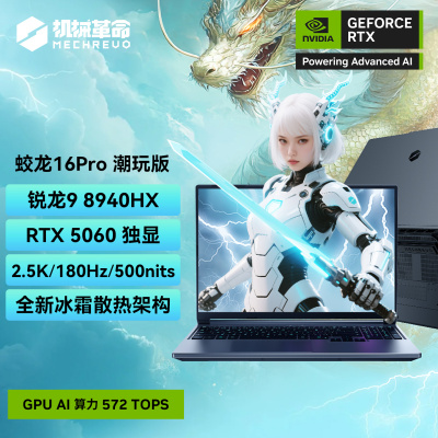 机械革命(MECHREVO)蛟龙16Pro 潮玩版 2025款 16英寸旗舰游戏本 强芯学生设计笔记本电脑锐龙版R9-8940HX RTX5060 32G 1T 2.5K 定制 灰