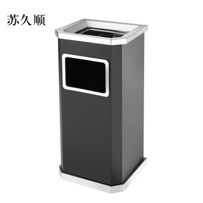 苏久顺不锈钢垃圾桶烟蒂柱灭烟桶带烟灰缸室外电梯口立式黑色靠墙氏侧开口
