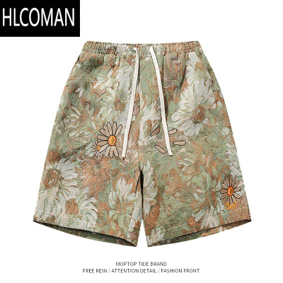 HLCOMANWHXS美式短裤男夏季潮牌ins沙滩裤直筒休闲五分裤百搭运动裤子