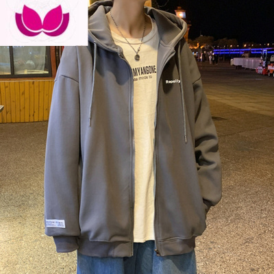 七斓休闲连帽卫衣男宽松情侣装韩版潮流oversize开衫外套加绒加厚