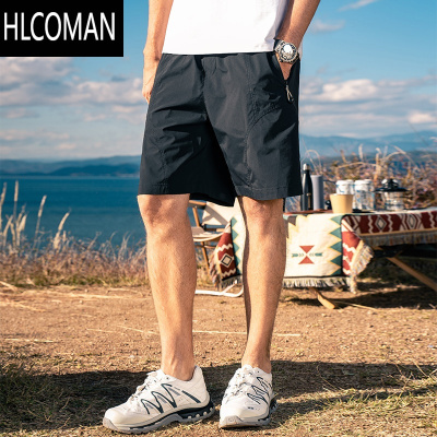 HLCOMAN速干薄款户外休闲短裤男2025夏季直筒中裤宽松松紧沙滩裤子