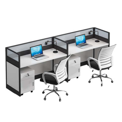 DXBG办公桌职员桌简约现代财务桌椅组合屏风卡座员工位并排双人位(含柜椅)