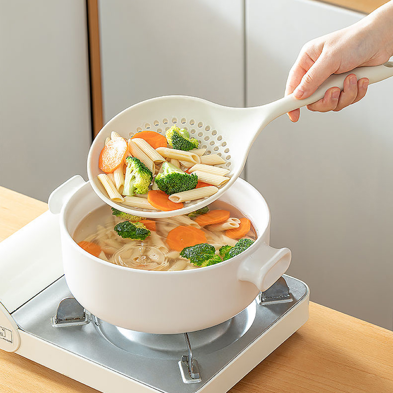 厨房硅胶漏勺家用不粘锅捞面饺子沥水滤勺捞勺子耐高温大漏勺X7163