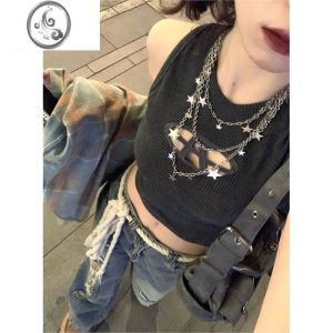 JiMi多层星星项链女重工嘻哈朋克风性感辣妹小众腰链多用配饰 多层星星项链