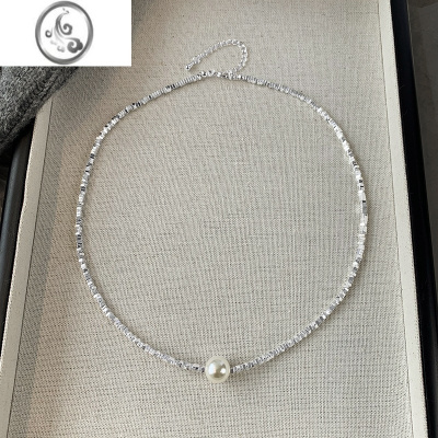 JiMi欧美轻奢碎银子珍珠项链女小众高级感碎银几两锁骨链复古气质颈链