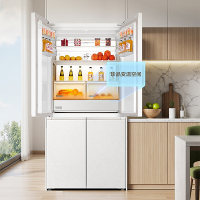 海尔十字对开门冰箱BCD-572WGHTD1BYCU1 572升三星级变频电脑控温麦香石彩晶面板