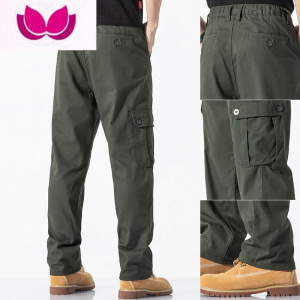 七斓工地干活耐磨工装裤男士松紧腰宽松直筒撕裂工作裤长裤