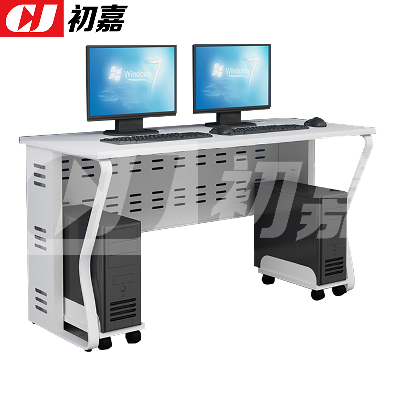 初嘉(CJ)钢架电脑桌培训桌机房电脑桌学习桌课桌 双人位K款