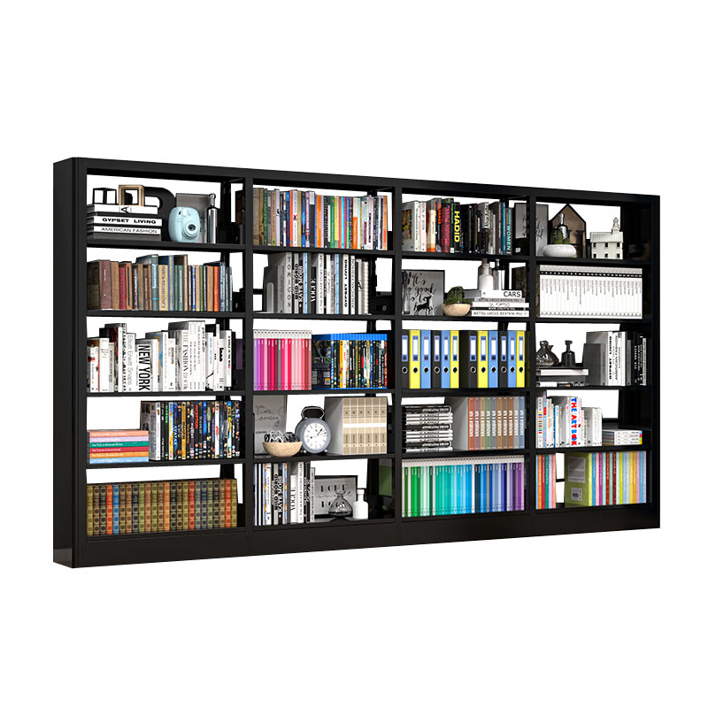 戴劲 书架学校图书馆阅览室书籍架落地资料档案架黑色白色 单面一列四