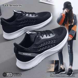 La Chessiers飞织休闲运动鞋女鞋春季新款ins百搭 透气初中学生小白鞋网鞋休闲鞋