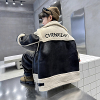 男童皮毛一体外套秋冬季新款皮衣冬装痞帅儿童装夹棉厚机车服
